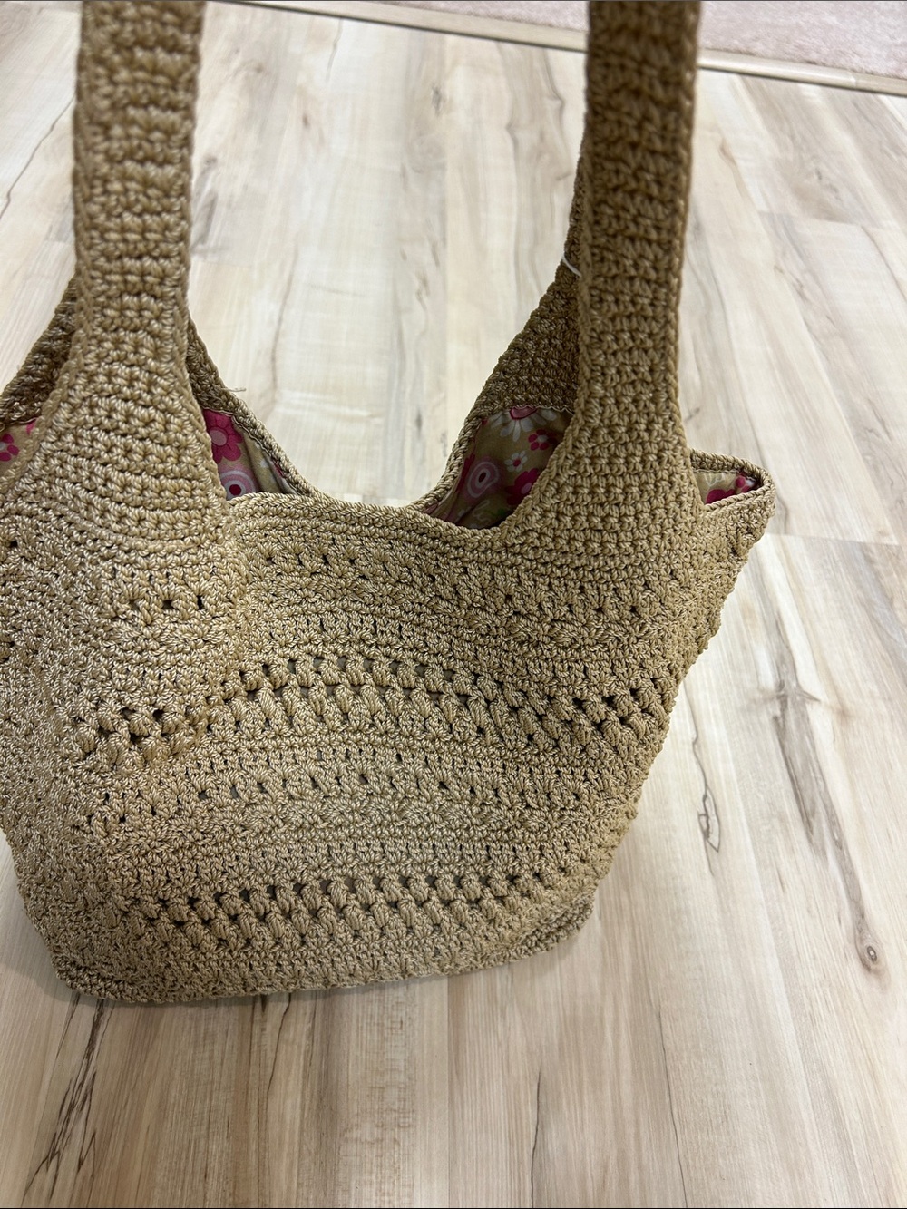 Lina Handwoven Crochet Tote in Tan image 2